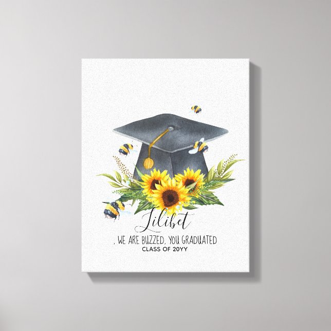 We Are BUZZED! GRADUATION Gift Personalised BEES Canvas Print (Front)