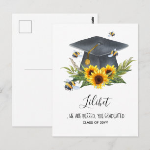 We Are BUZZED! GRADUATION Gift Personalised BEES Postcard