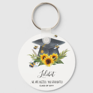 We Are BUZZED! GRADUATION Gift Personalized BEES Key Ring