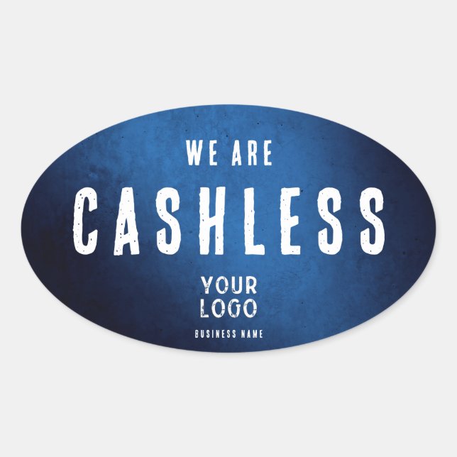 We are Cashless - Blue Grunge Gradient Oval Sticker (Front)