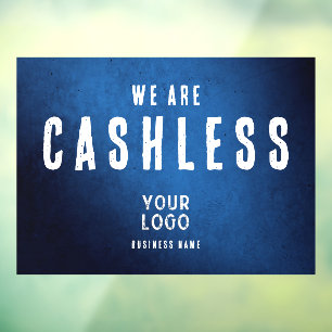 We Are Cashless Business Logo Blue Gradient Window Cling