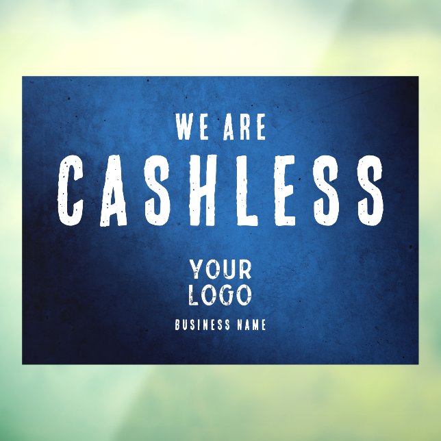 We Are Cashless Business Logo Blue Gradient Window Cling (Sheet 3)