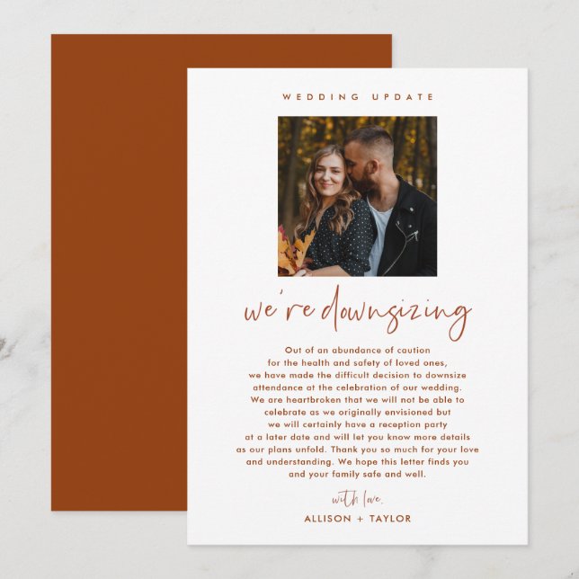 We Are Downsizing Wedding Update Photo Invitation (Front/Back)