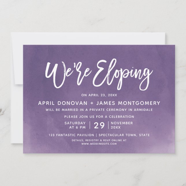 We are Eloping Brush Typography Wedding Invitation (Front)