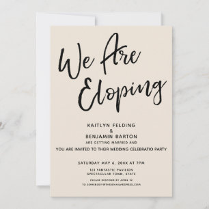 We Are Eloping Cream Casual Post Wedding Party Invitation