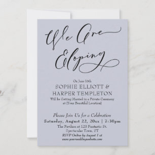 We Are Eloping, Simple Dusty Blue Celebration Invitation