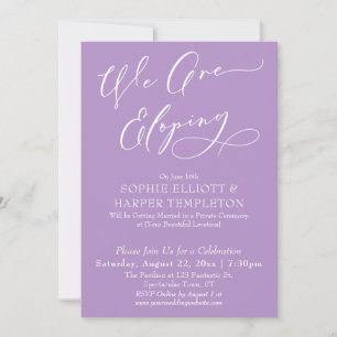 We Are Eloping, Simple Purple Celebration Invitation