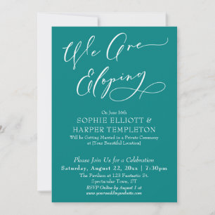 We Are Eloping, Simple Teal Celebration Invitation
