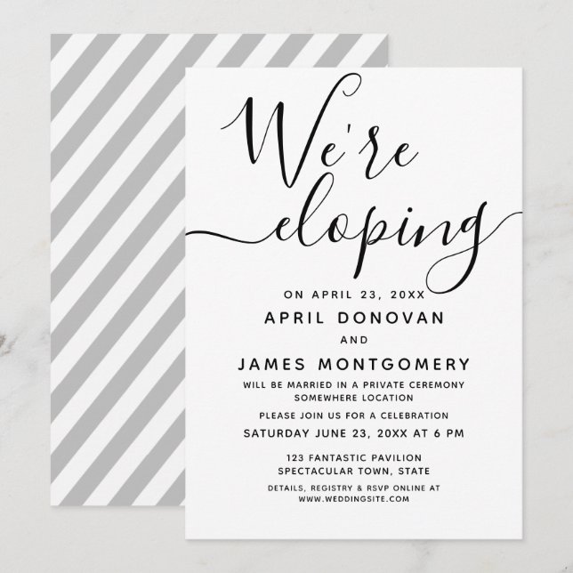 We are Eloping Typography Wedding Invitation (Front/Back)