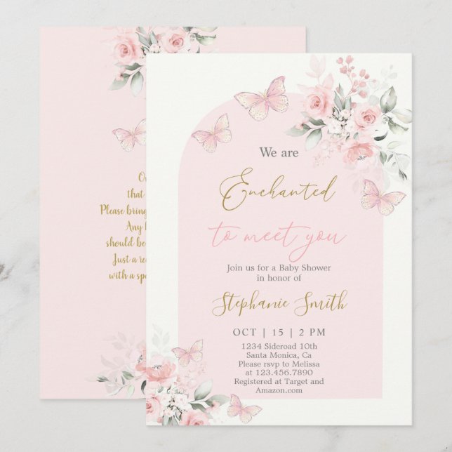 We are Enchanted To Meet You Baby Shower Girl Invitation (Front/Back)