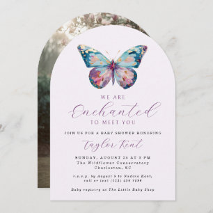We are Enchanted To Meet You Butterfly Baby Shower Invitation