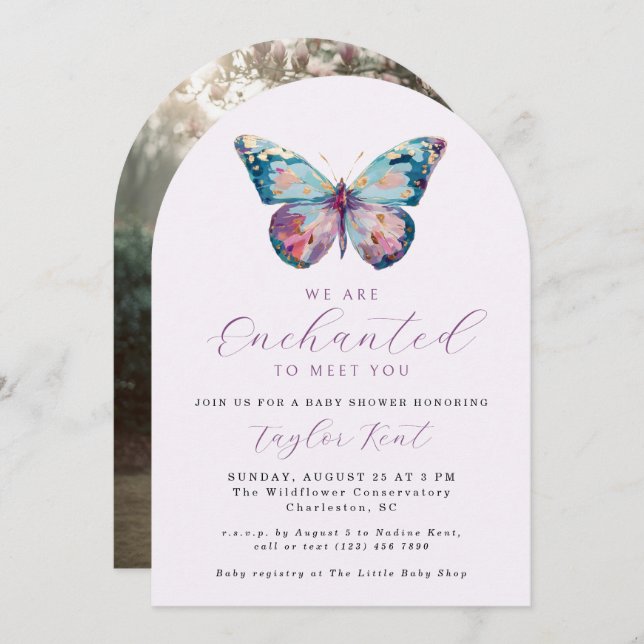 We are Enchanted To Meet You Butterfly Baby Shower Invitation (Front/Back)