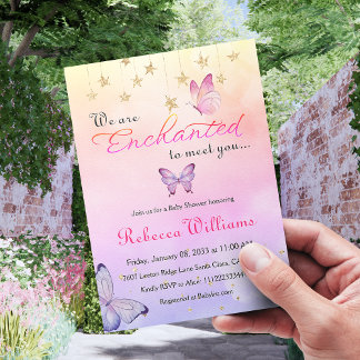 We Are Enchanted To Meet You Butterfly Baby Shower Invitation