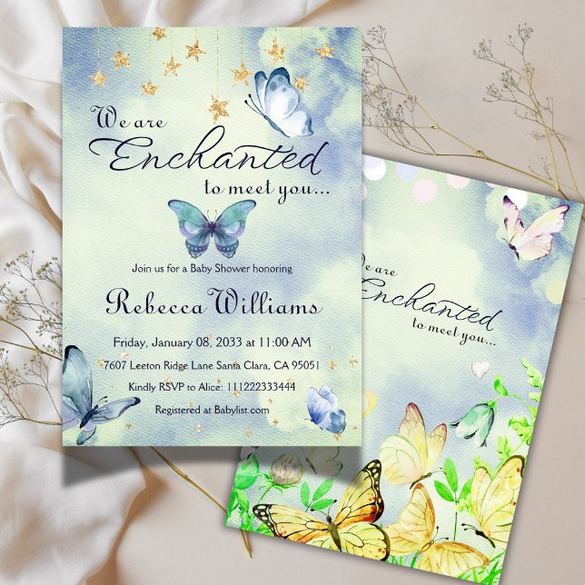 We Are Enchanted To Meet You Butterfly Baby Shower Invitation (Creator Uploaded)
