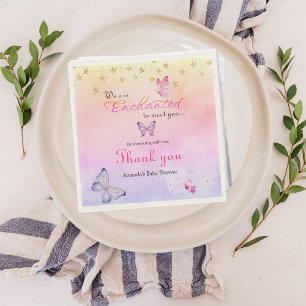 We Are Enchanted To Meet You Butterfly Baby Shower Napkin