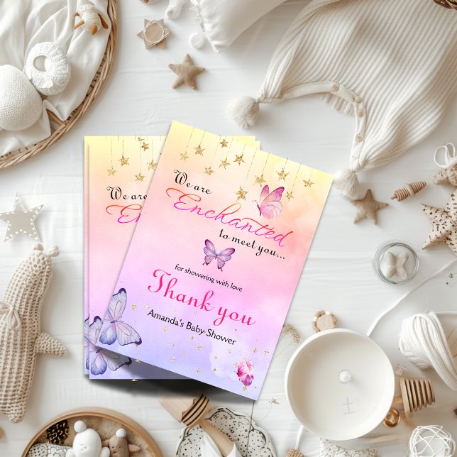 We Are Enchanted To Meet You Butterfly Baby Shower Thank You Card (Creator Uploaded)