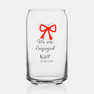 We are engaged add name letter red bow modern text can glass
