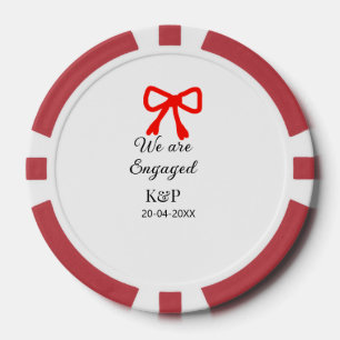 We are engaged add name letter red bow modern text poker chips