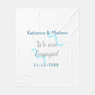 We are engaged blue grey watercolor spiral stylish fleece blanket