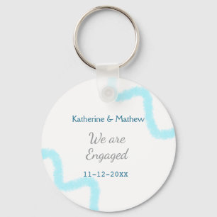 We are engaged blue grey watercolor spiral stylish key ring