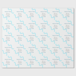 We are engaged blue grey watercolor spiral stylish wrapping paper
