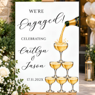 We Are Engaged Champagne Tower Poster