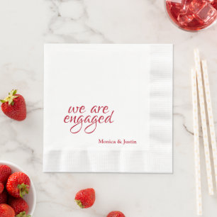 We Are Engaged Cocktail Napkin