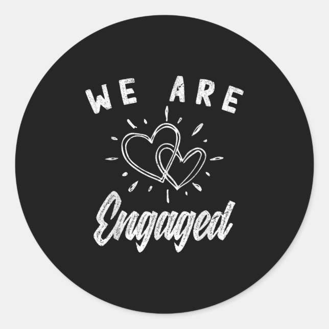 We Are Engaged Couple Engagement Announcement Enga Classic Round Sticker (Front)