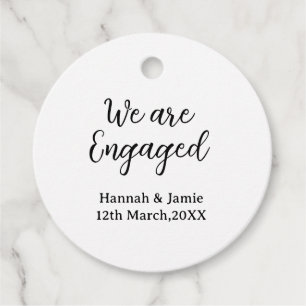 We are Engaged couple name date calligraphystylish Favour Tags