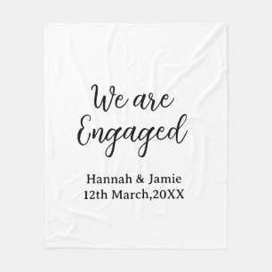We are Engaged couple name date calligraphystylish Fleece Blanket