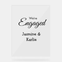 We are engaged couple name romantic stylish simple