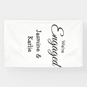 We are engaged couple name romantic stylish simple banner