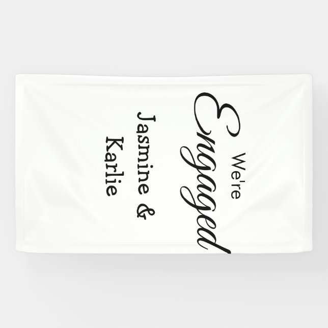 We are engaged couple name romantic stylish simple banner (Horizontal)