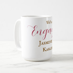 We are engaged couple name romantic stylish simple coffee mug