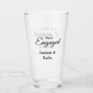 We are engaged couple name romantic stylish simple glass