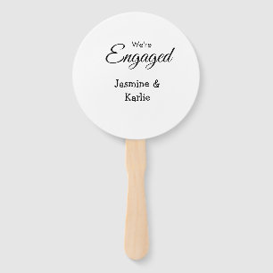 We are engaged couple name romantic stylish simple hand fan