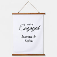 We are engaged couple name romantic stylish simple