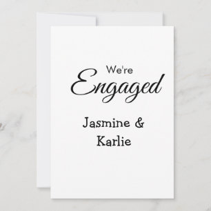 We are engaged couple name romantic stylish simple invitation