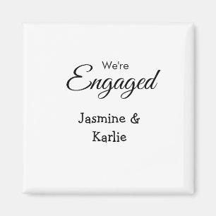 We are engaged couple name romantic stylish simple magnet