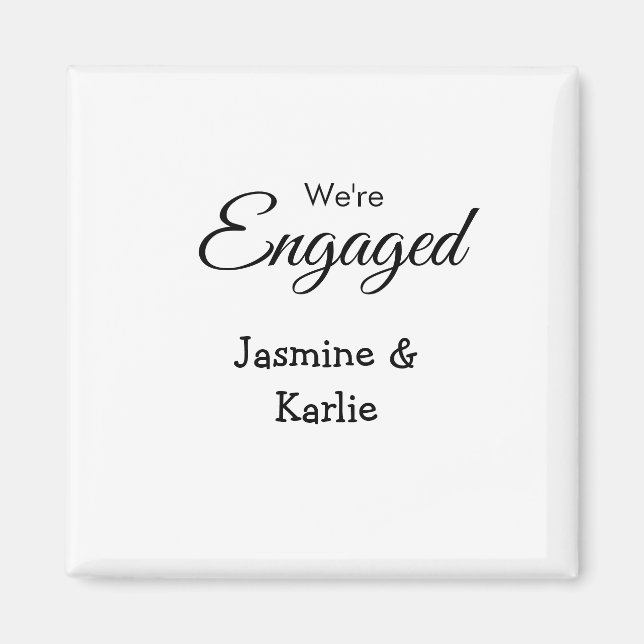 We are engaged couple name romantic stylish simple magnet (Front)
