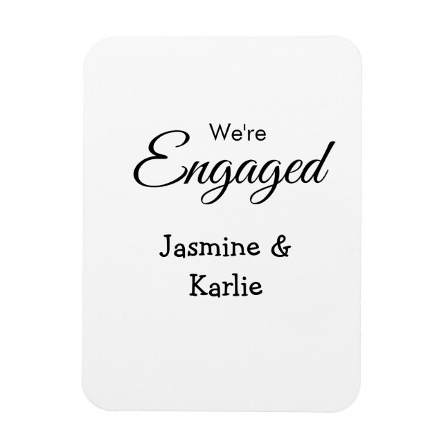 We are engaged couple name romantic stylish simple magnet (Vertical)