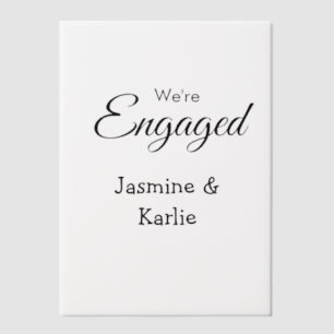 We are engaged couple name romantic stylish simple vellum invitations
