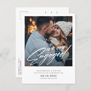 We Are Engaged Modern Photo  Announcement Postcard