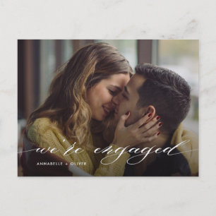 We Are Engaged Modern Photo Announcement Postcard
