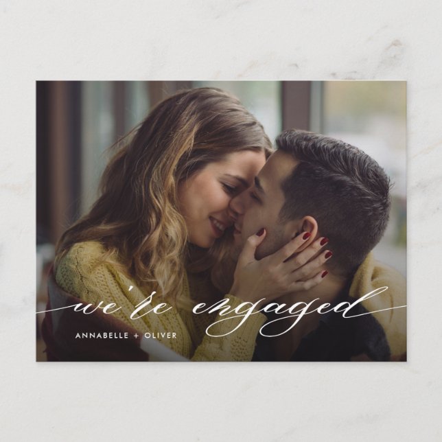 We Are Engaged Modern Photo  Announcement Postcard (Front)