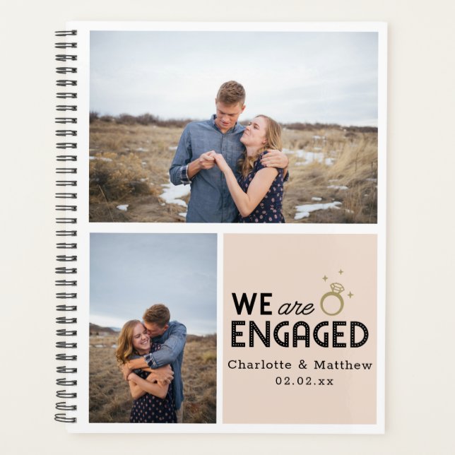 We Are Engaged Photo Collage Wedding Planner (Front)