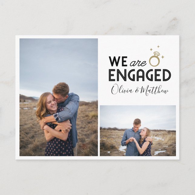 We Are Engaged Photo Engagement Announcement Postcard (Front)