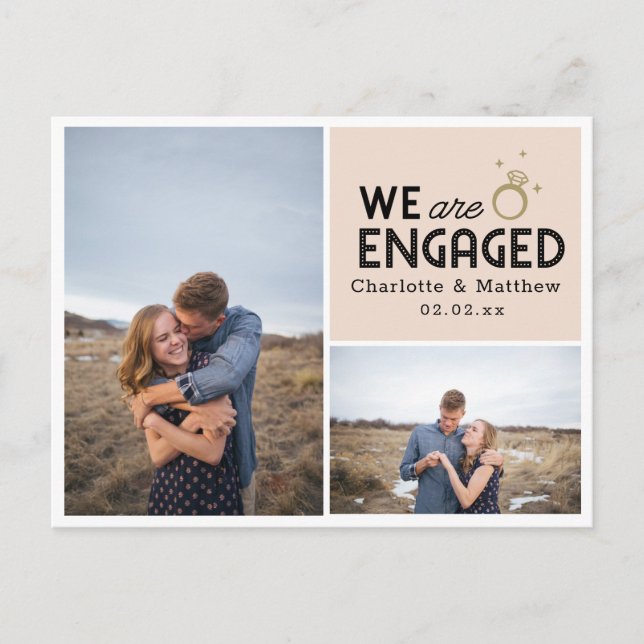 We Are Engaged Photo Engagement Announcement Postcard (Front)