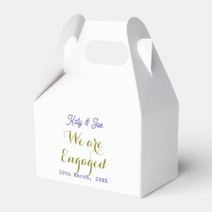 We are Engaged purple gold name date elegant simpl Favour Box