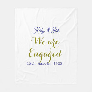 We are Engaged purple gold name date elegant simpl Fleece Blanket